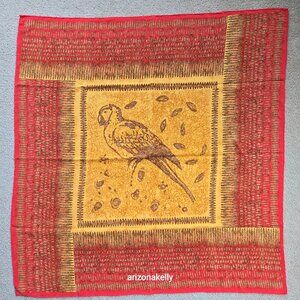 NWOT Large Silk Scarf With Parrot and Hand-Rolled Edges Dana Buchman Bird